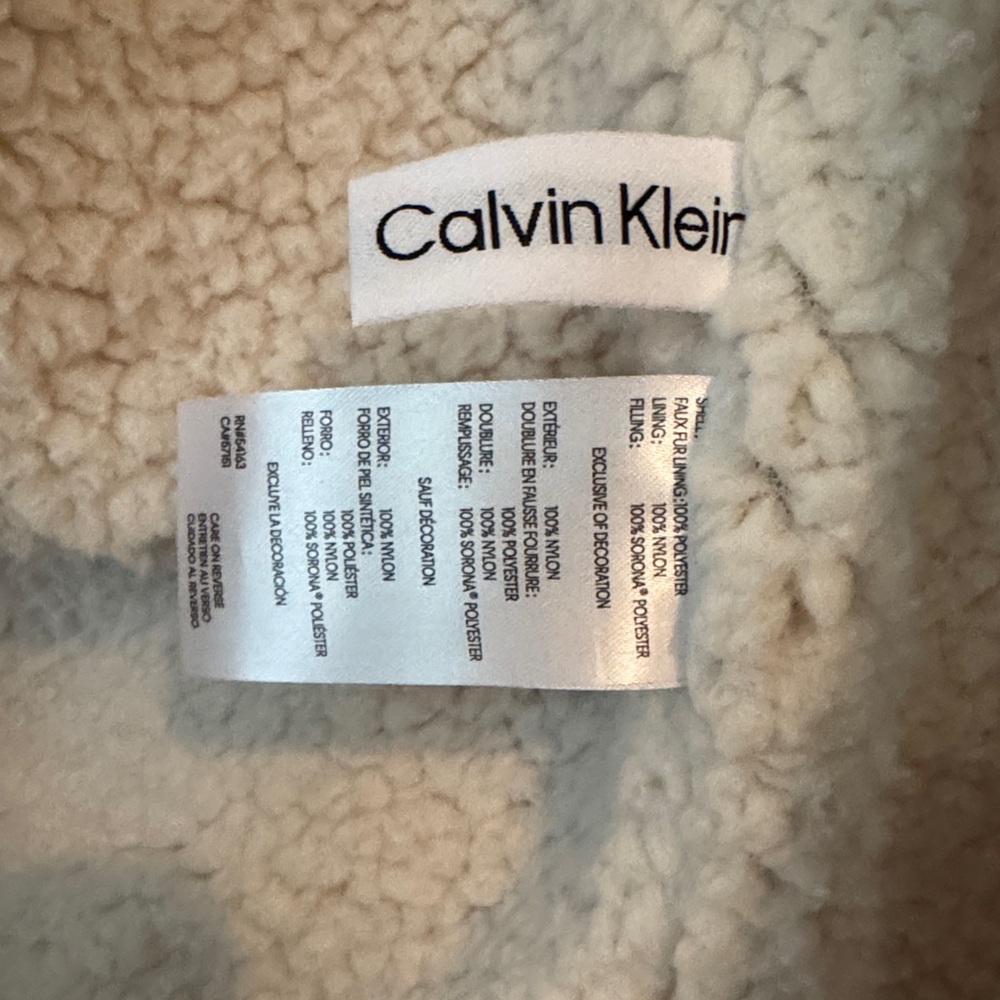 Calvin Klein Bright Yellow Quilted Puffer Jacket with Sherpa Hood - Picture 8 of 9